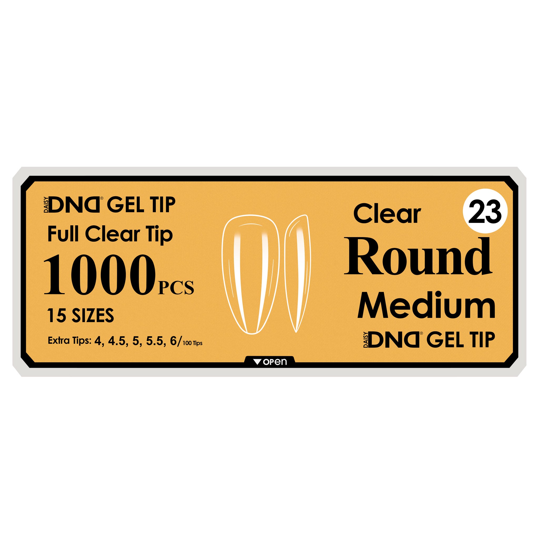 DND GEL TIP - ROUND MEDIUM CLEAR - 1000 PCS