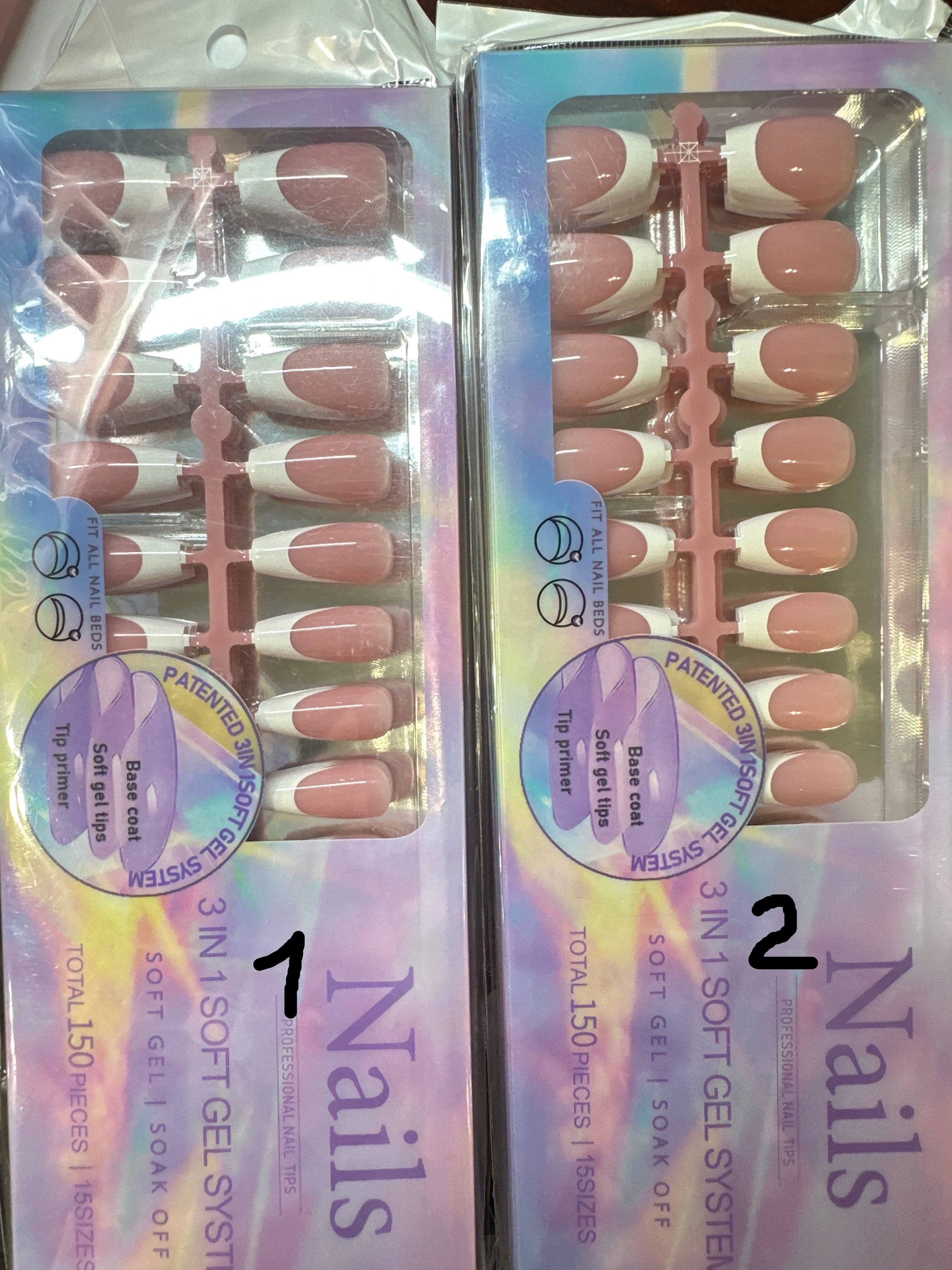 NAILS 3 IN 1 SOFT GEL SYSTEM 15 SIZES -150 PCS - Secret Nail & Beauty Supply