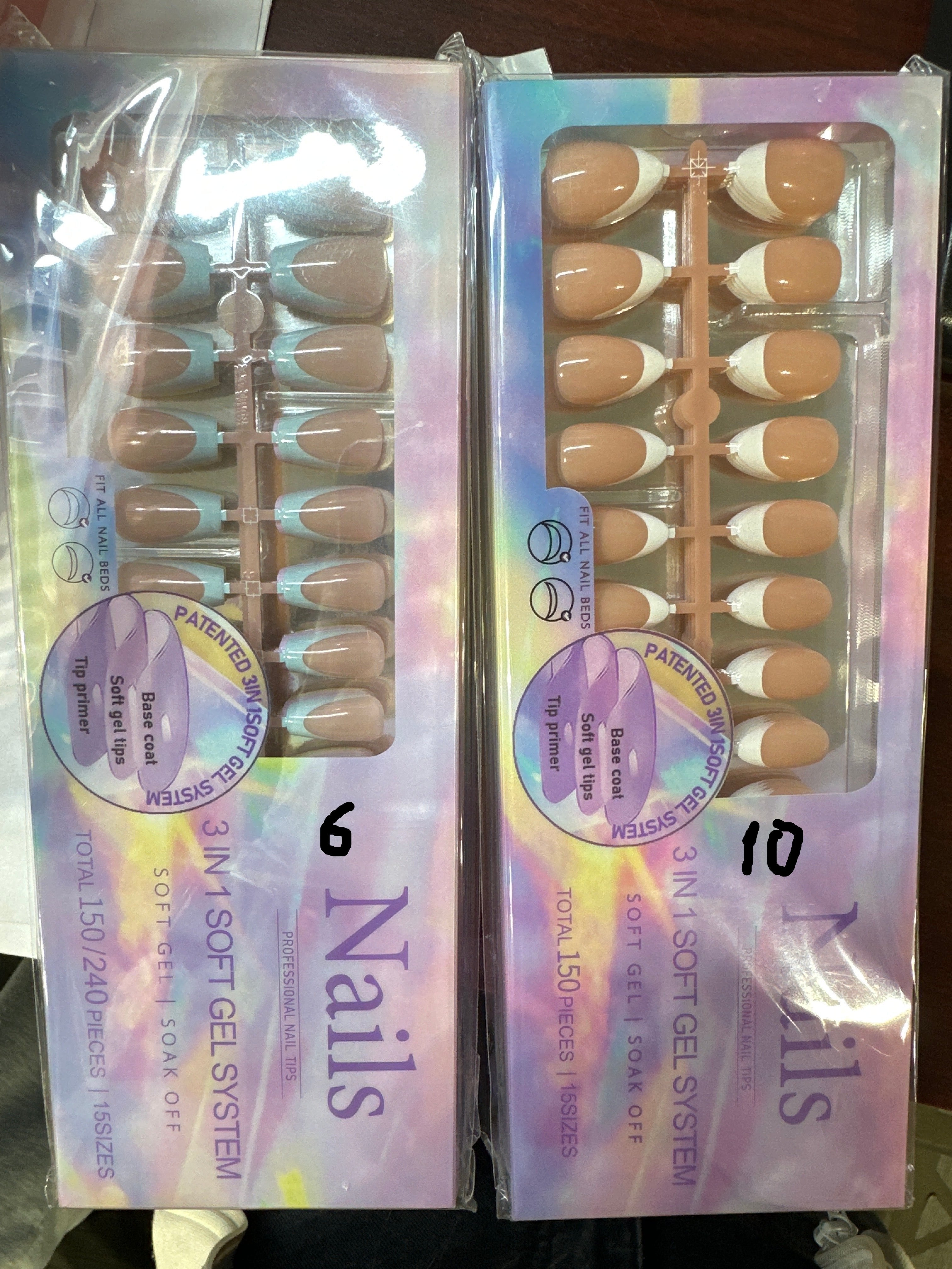 NAILS 3 IN 1 SOFT GEL SYSTEM 15 SIZES -150 PCS - Secret Nail & Beauty Supply
