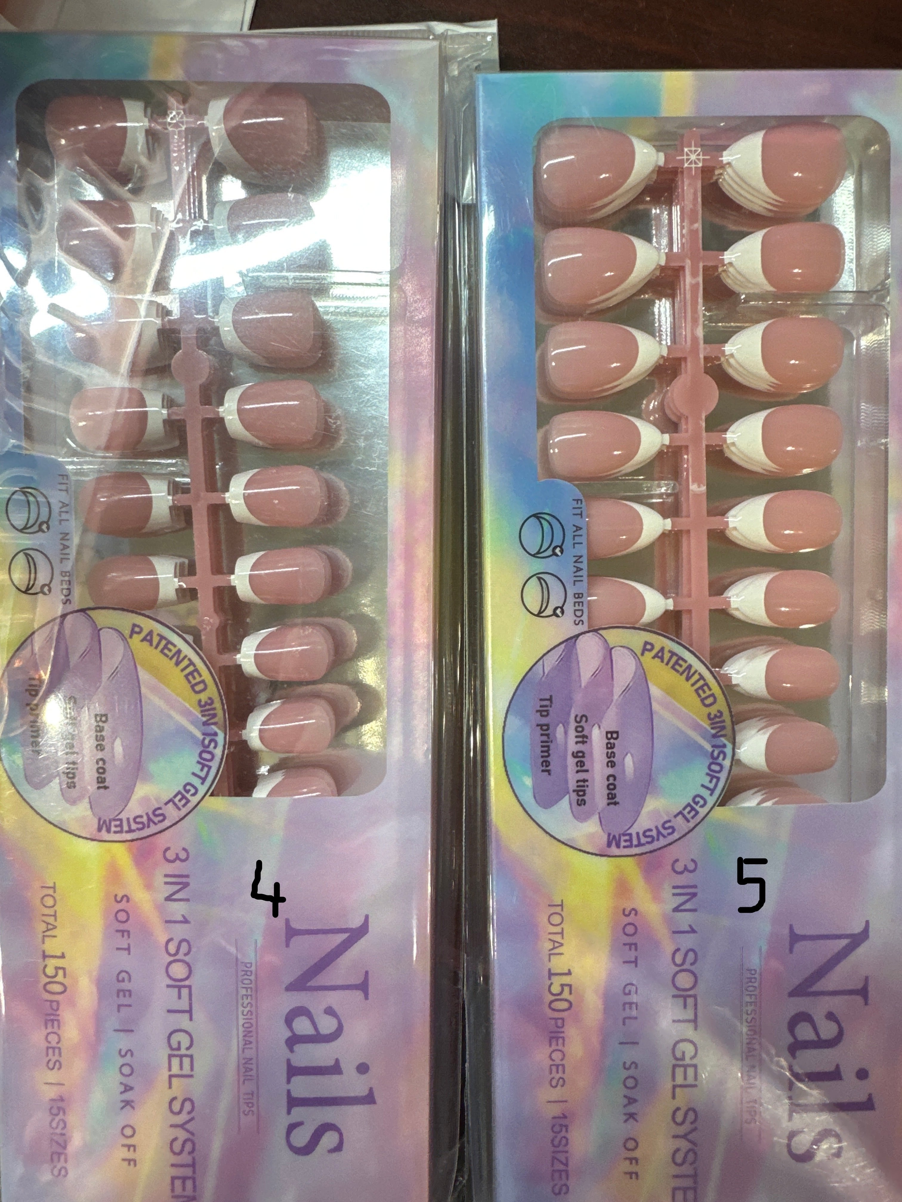 NAILS 3 IN 1 SOFT GEL SYSTEM 15 SIZES -150 PCS - Secret Nail & Beauty Supply