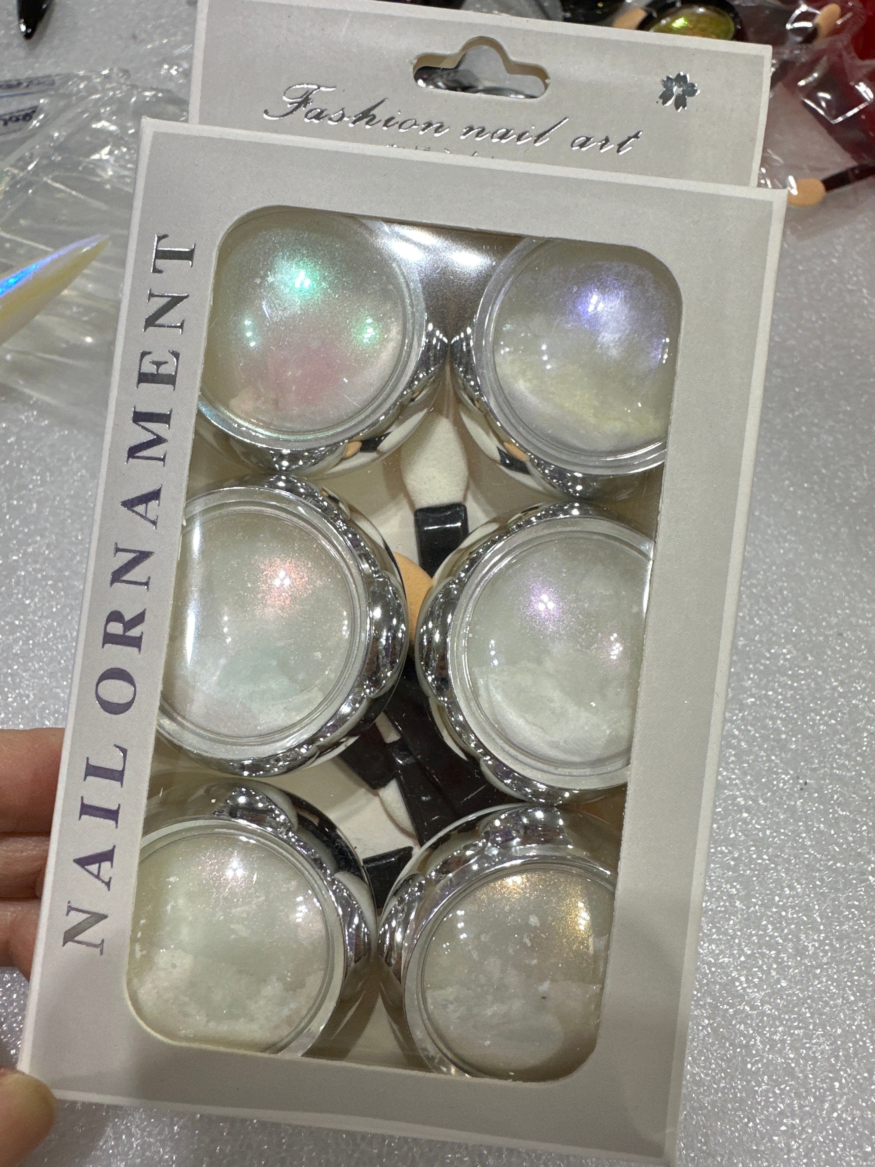 CHROME NAIL ORNAMENT 6 PCS /PKG