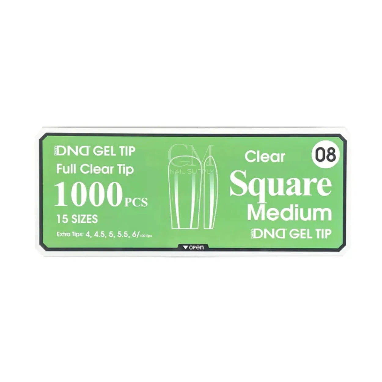 DND GEL TIP - SQUARE MEDIUM CLEAR - 1000 PCS