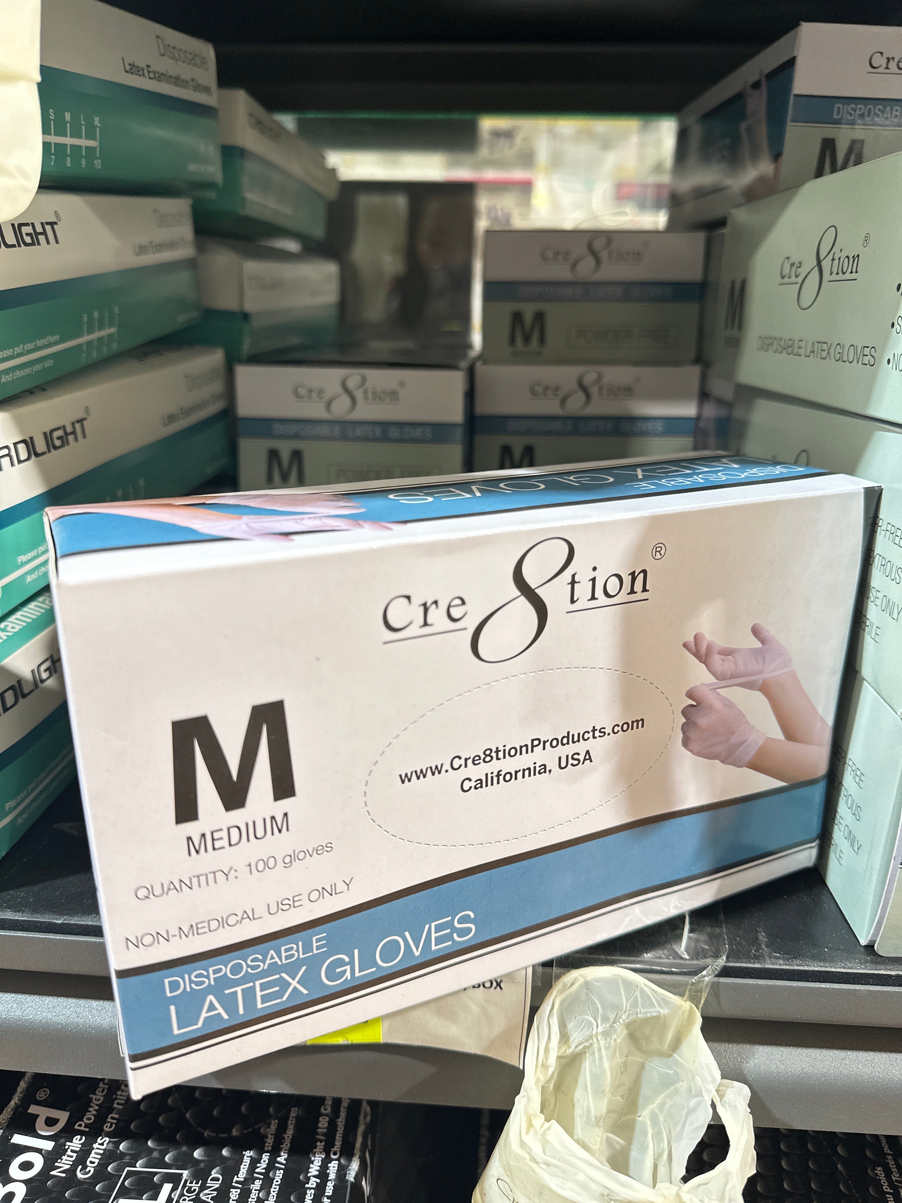 MEDIUM 10088 CRE8TION LATEX GLOVES POW FREE-100/BOX