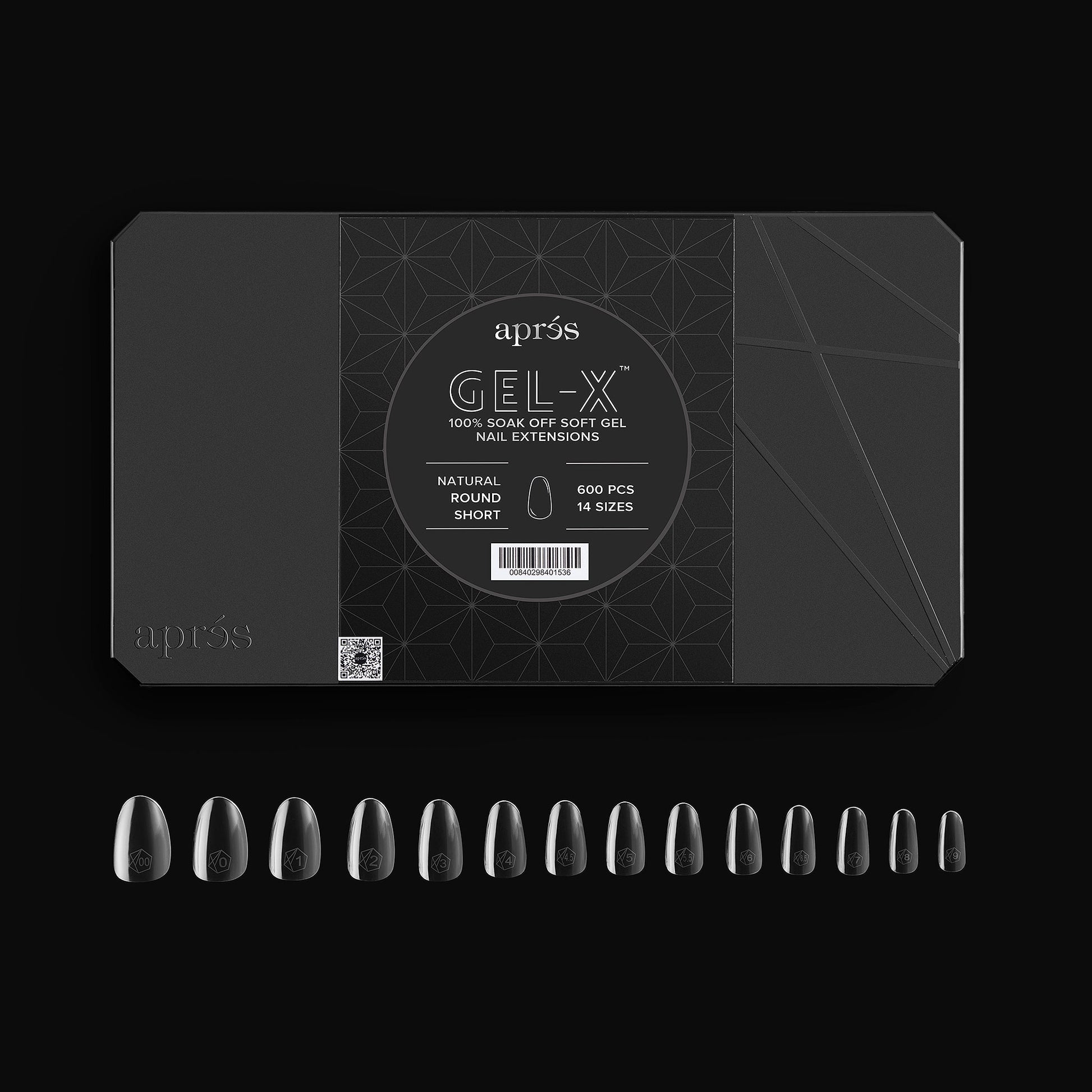APRES GEL-X NATURAL ROUND SHORT TIP - 600 PCS / 14 SIZES