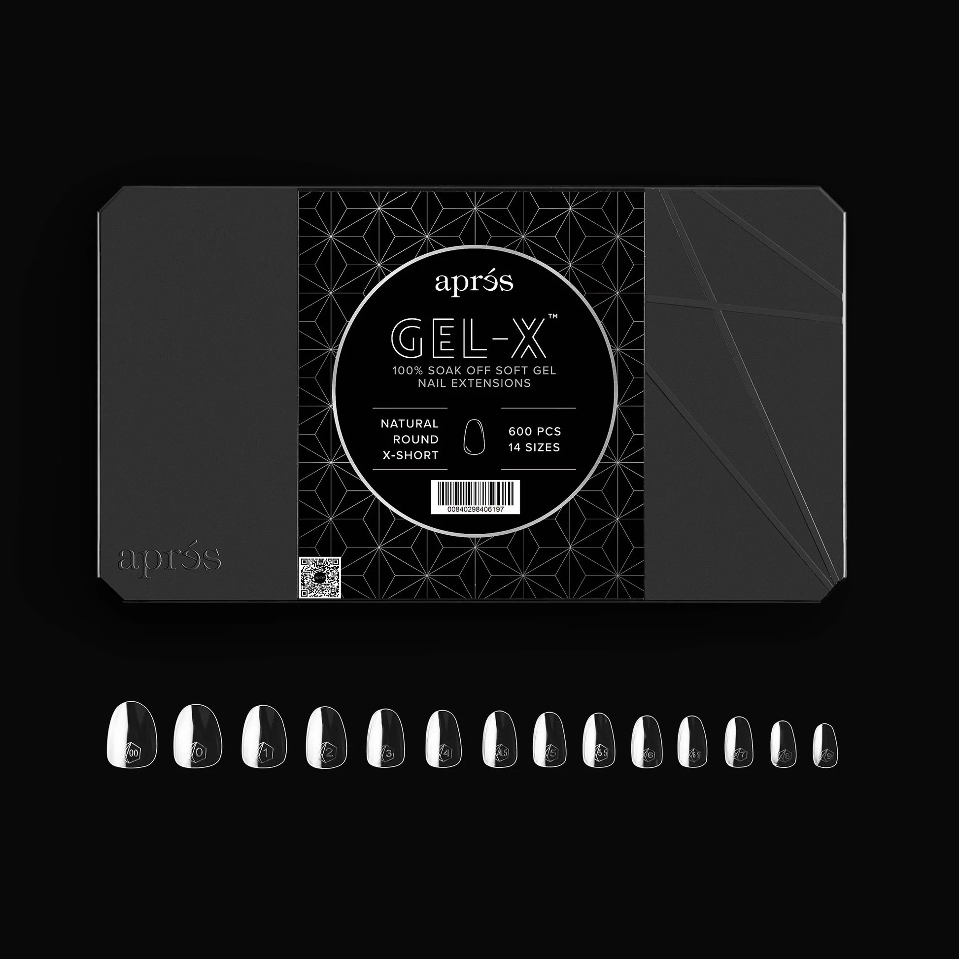 APRES GEL-X NATURAL ROUND EXTRA SHORT TIPS - 600 PCS / 14 SIZES