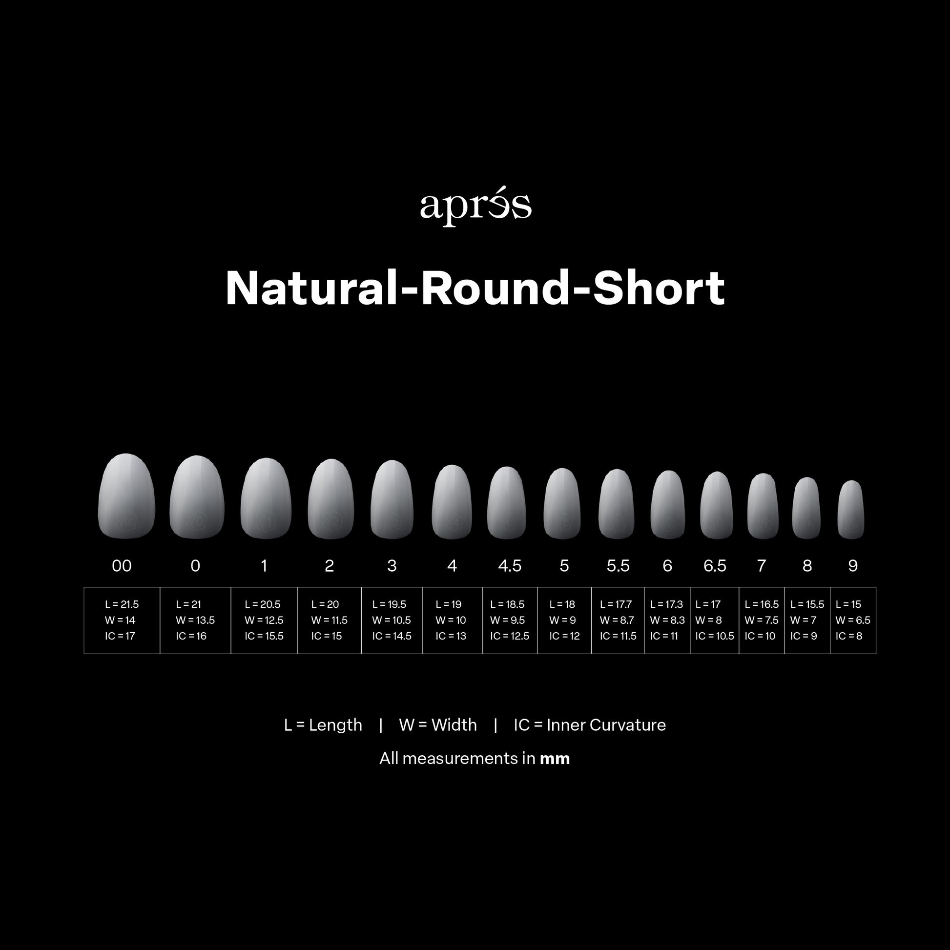 APRES OMBRE NATURAL ROUND SHORT - 14 SIZES 210PCS