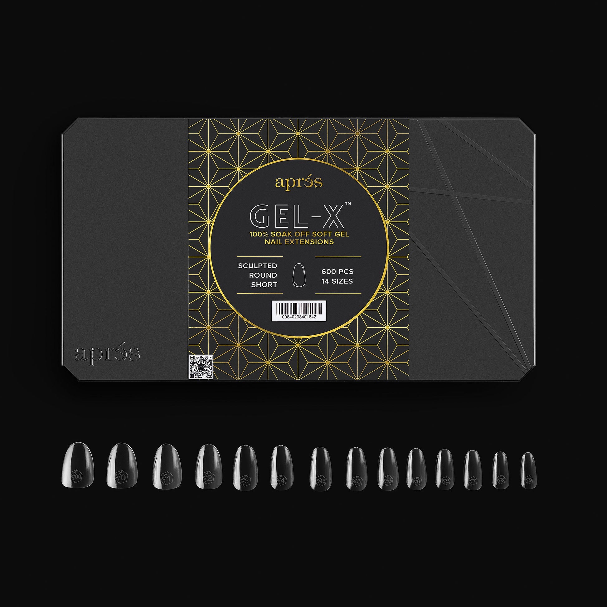 APRES GEL-X SCULPTED ROUND SHORT TIP- 600 PCS / 14 SIZES