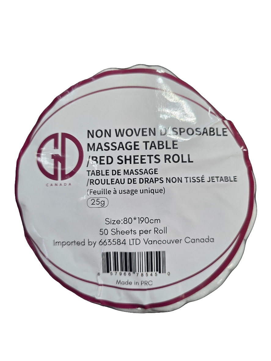 GND NON WOVEN DISPOSABLE MASSAGE TABLE/BED SHEET ROLL-80X190 CM - 50 SHEETS