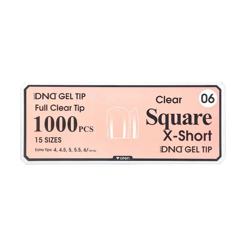 DND GEL TIP - SQUARE X-SHORT CLEAR - 1000 PCS