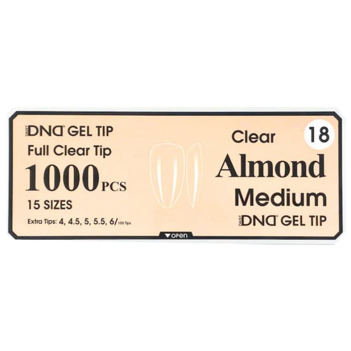 DND GEL TIP - ALMOND MEDIUM CLEAR - 1000 PCS