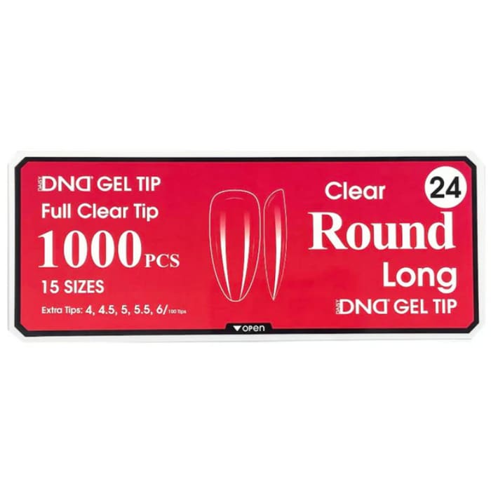 DND GEL TIP - ROUND LONG CLEAR - 1000 PCS