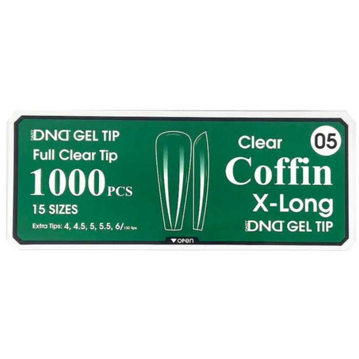 DND GEL TIP - COFFIN X-LONG CLEAR - 1000 PCS