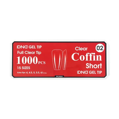 DND GEL TIP - COFFIN SHORT CLEAR - 1000 PCS