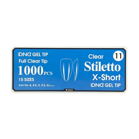 DND GEL TIP - STILETTO X-SHORT CLEAR - 1000 PCS