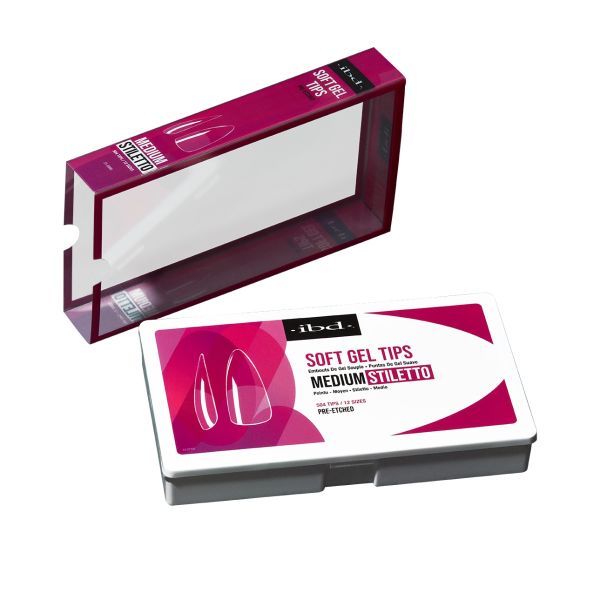 ibd SOFT GEL TIPS - STILETTO - PRE-ETCHED - 504 TIPS/12 SIZES