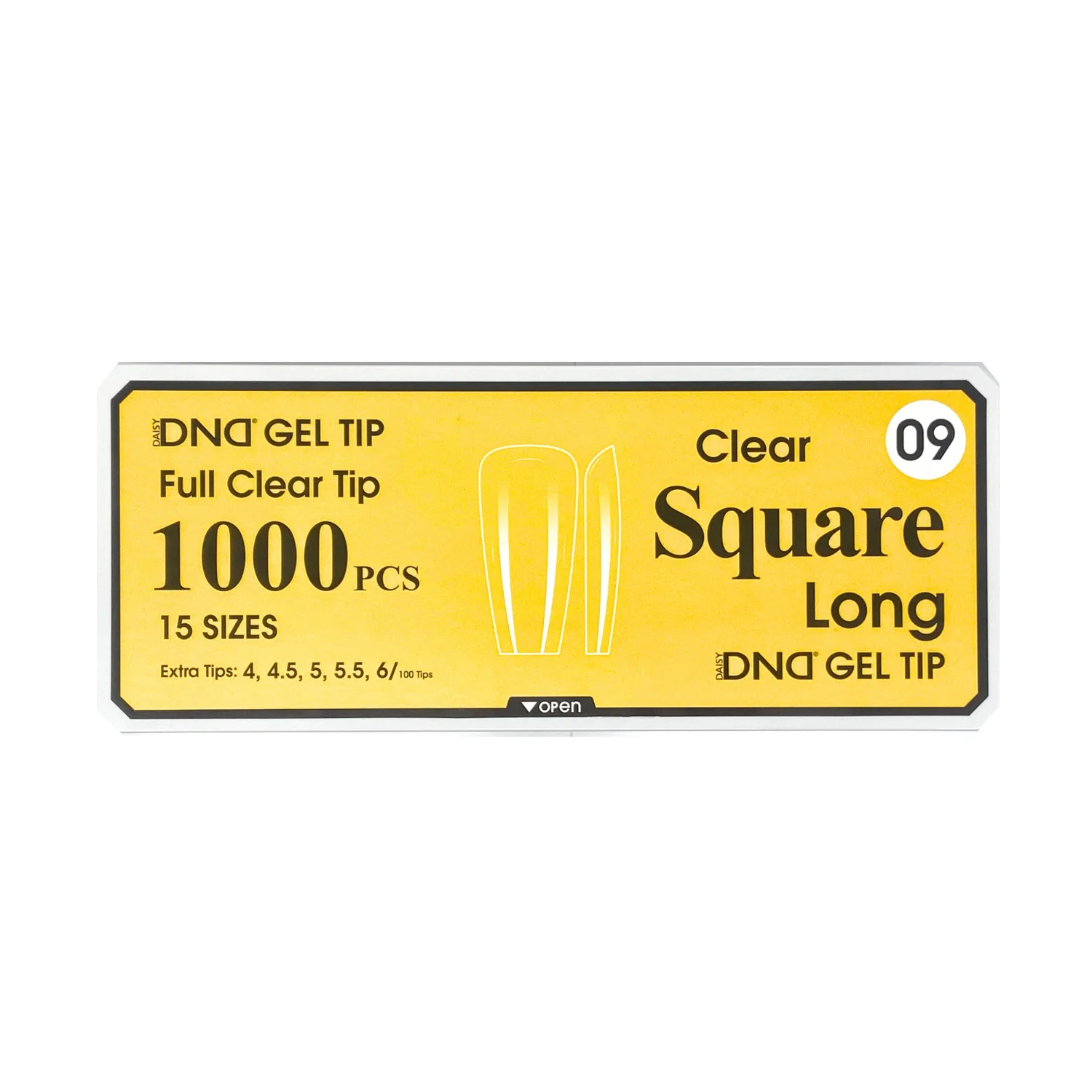 DND GEL TIP - SQUARE LONG CLEAR - 1000 PCS