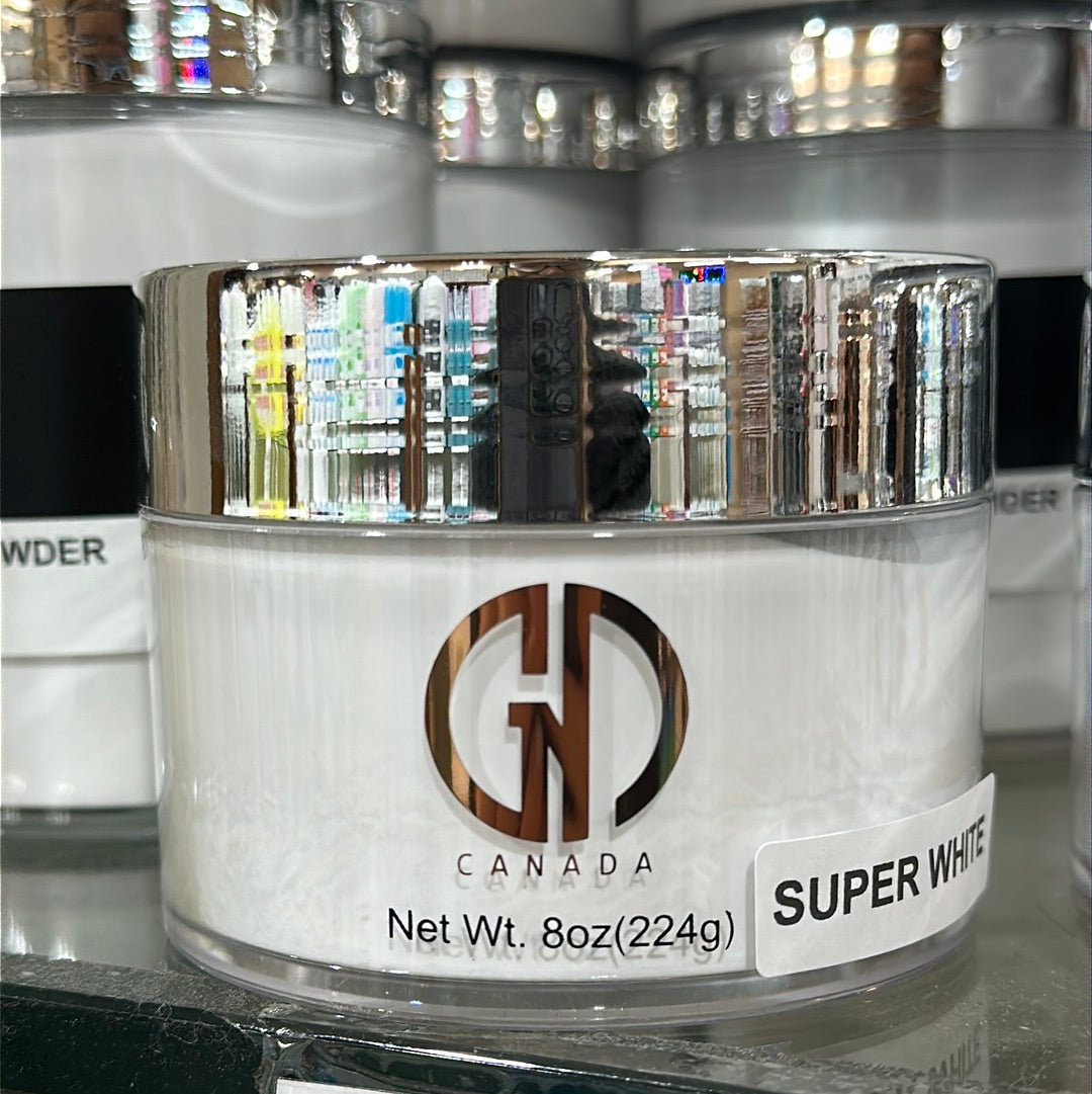 GND SUPER WHITE POWDER 8 OZ - Secret Nail & Beauty Supply