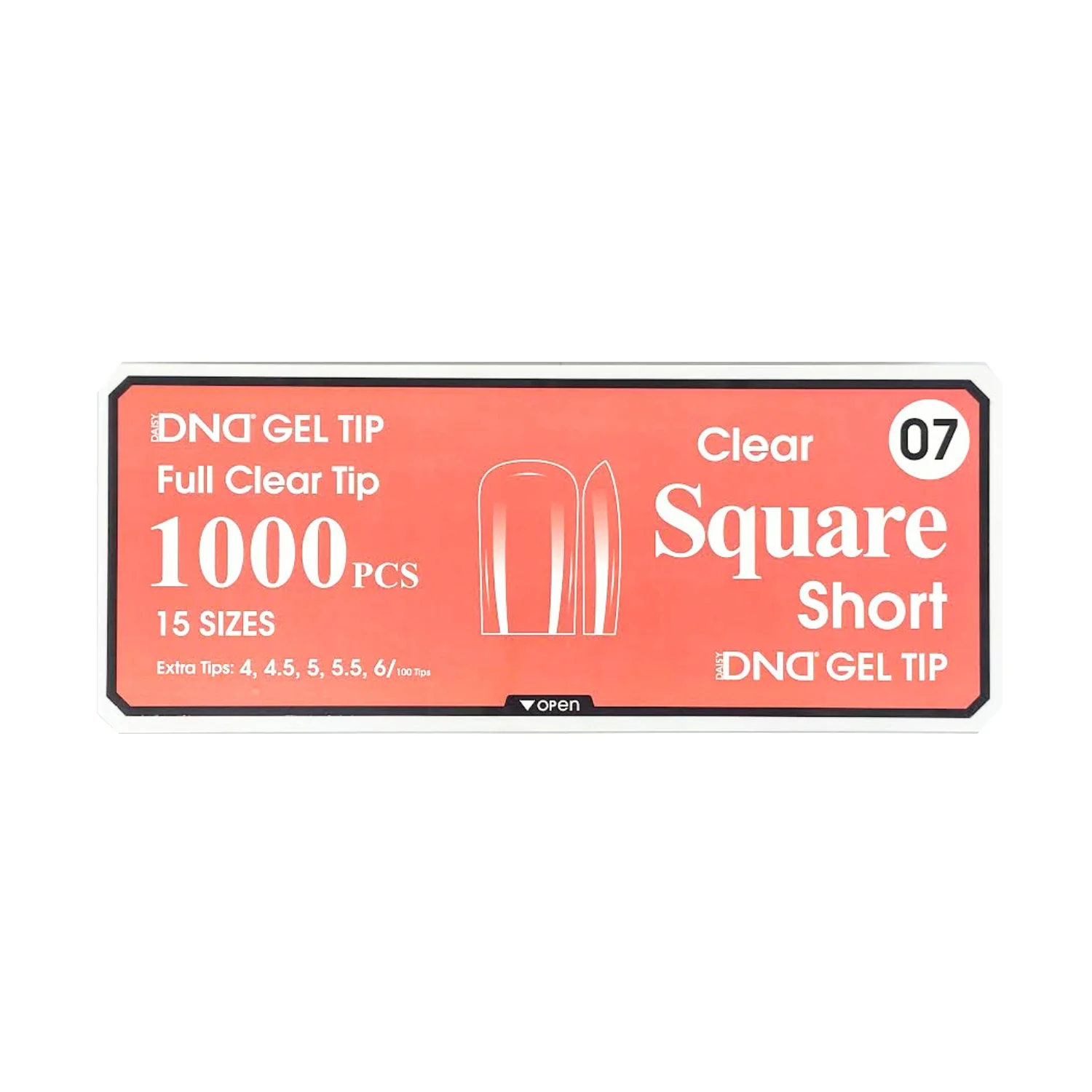DND GEL TIP - SQUARE SHORT CLEAR - 1000 PCS