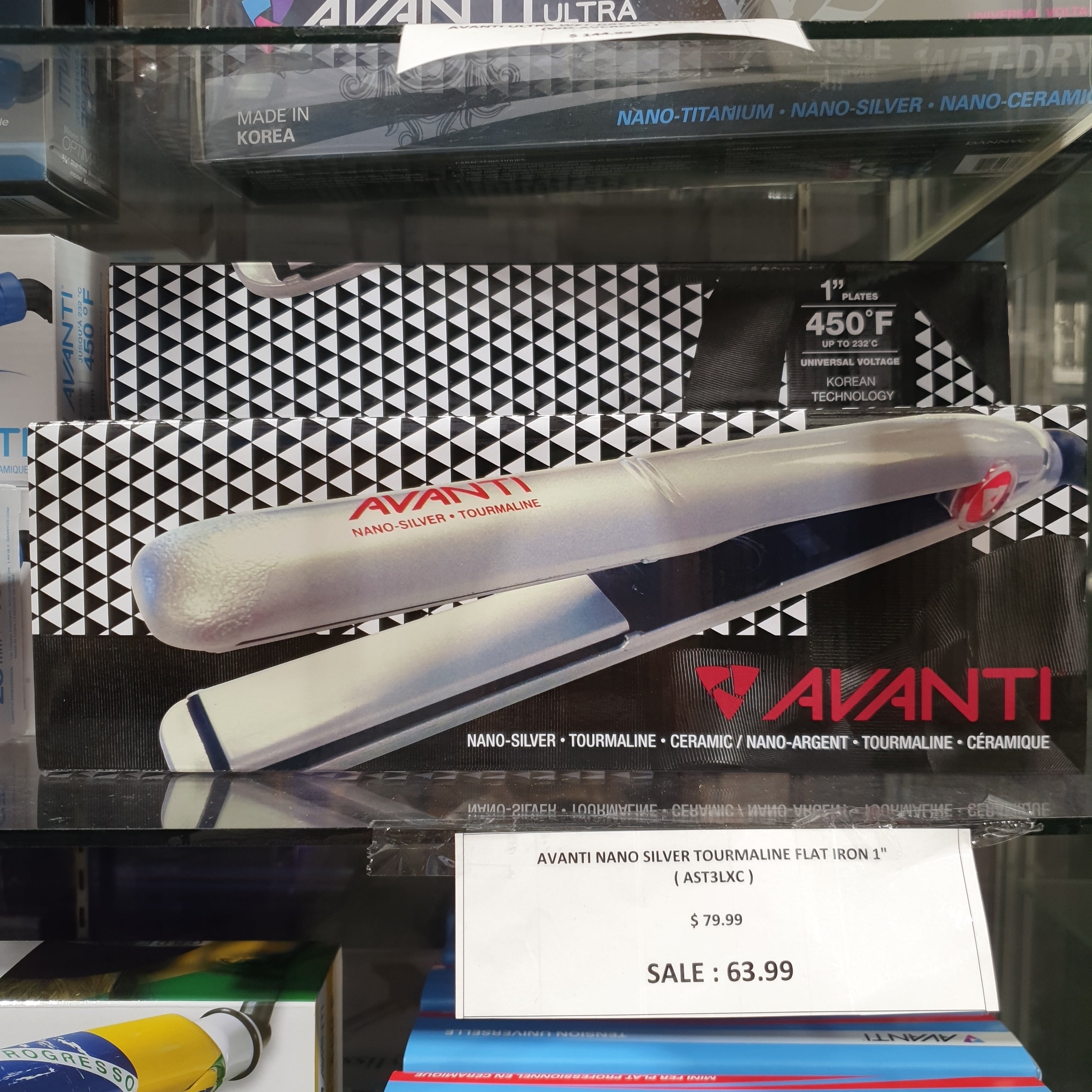 AST3LXC AVANTI NANO SILVER TOURMALINE FLAT IRON 1"-DISC