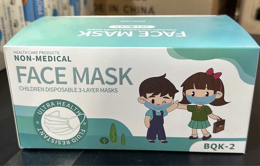BQK-2 Children Disposable Face Mask (3 Layers) 50pcs/Box - Secret Nail & Beauty Supply