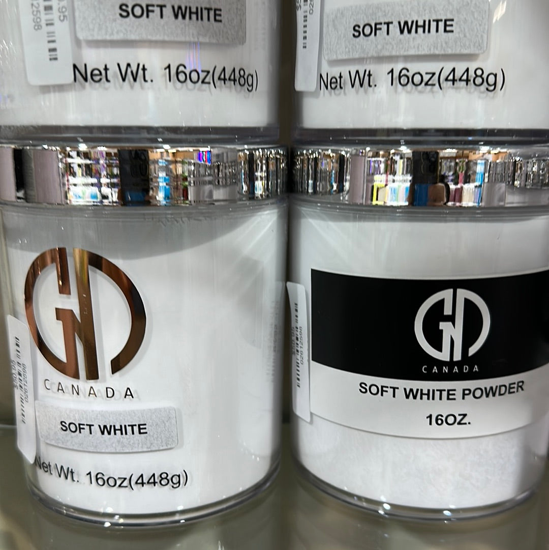 GND SOFT WHITE POWDER 16 OZ - Secret Nail & Beauty Supply