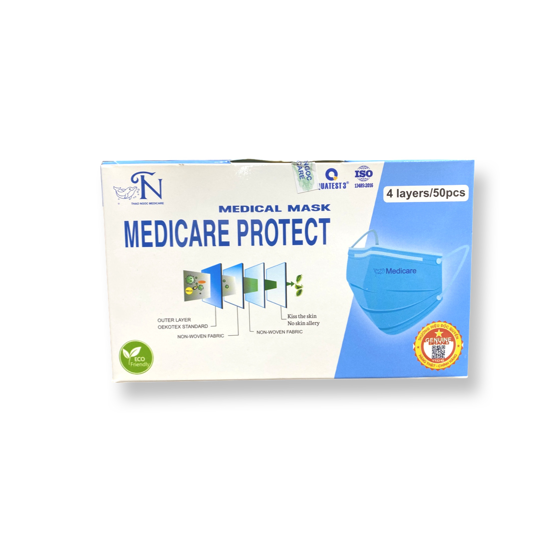 TN MEDICARE PROTECT MEDICAL MASK 4 -LAYER 50/BOX - Secret Nail & Beauty Supply