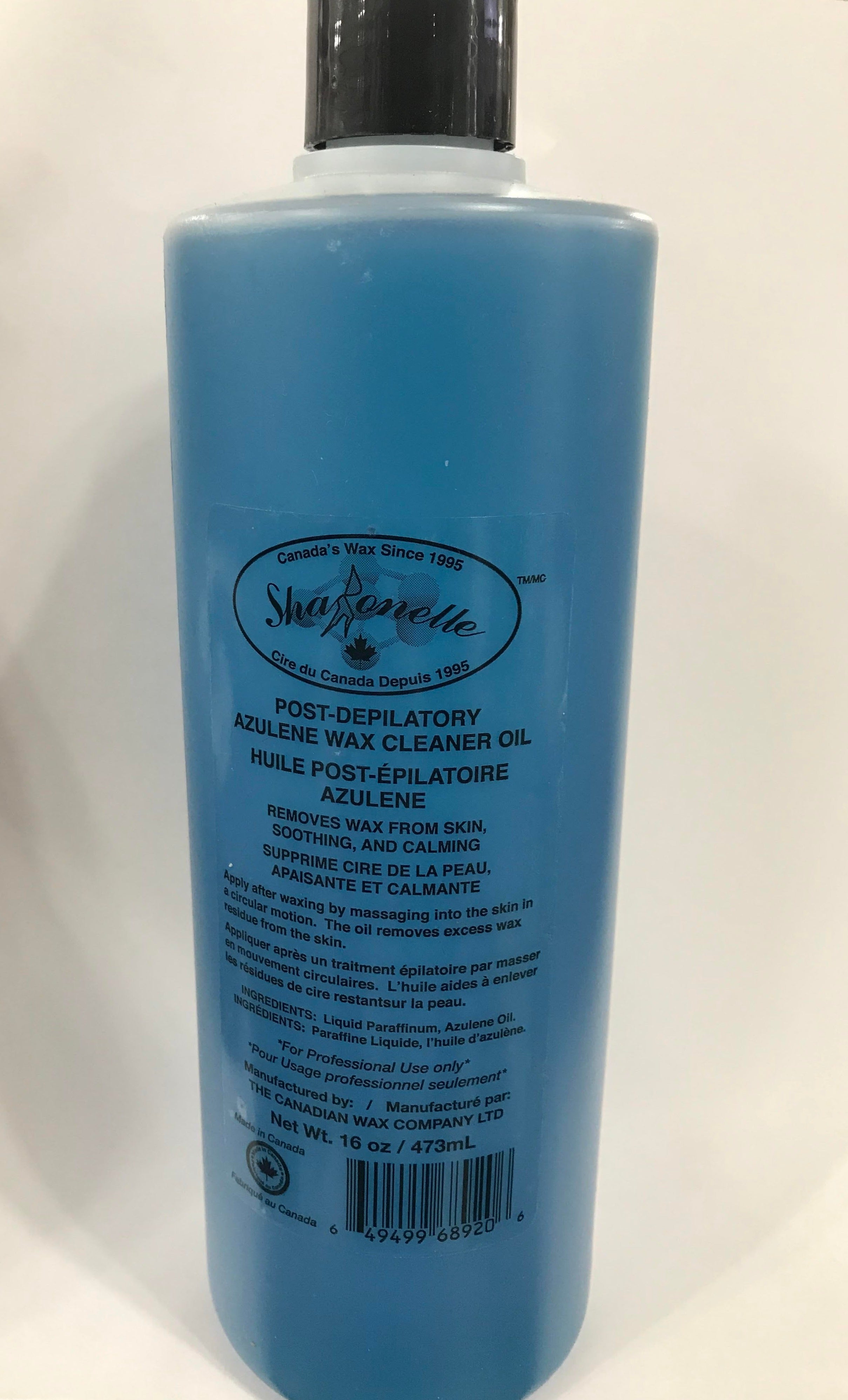 AO-16 SHARONELLE POST-DEPILATORY AZULENE WAX CLEANER OIL 16 OZ - Secret Nail & Beauty Supply