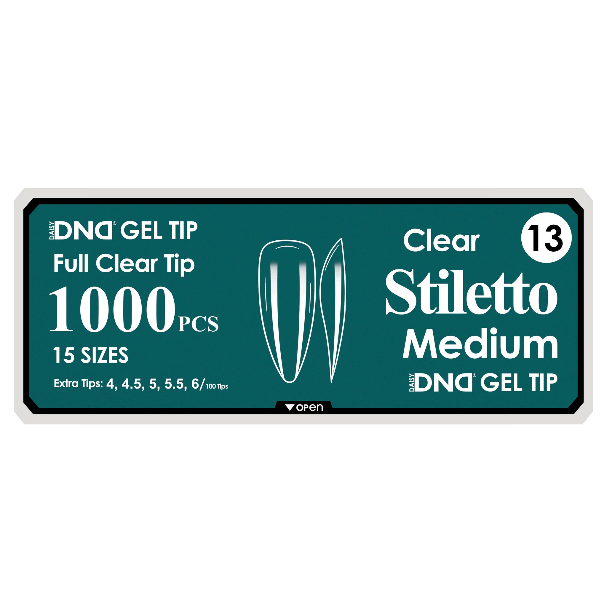 DND GEL TIP - STILETTO MEDIUM CLEAR - 1000 PCS