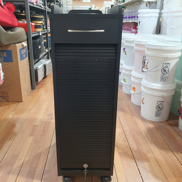 [LAST ITEM] YCC H-2757BK BLACK WOOD TROLLEY 5 TRAY W/LOCK