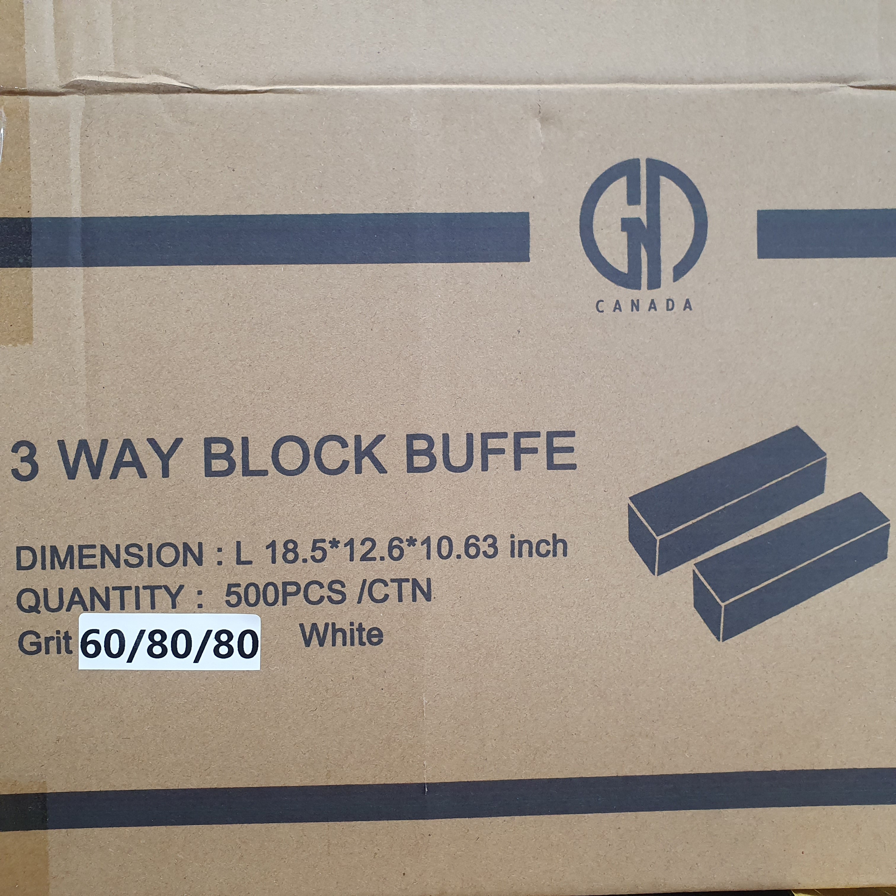 GND 3 WAY BLOCK BUFFER - 60/80/80 - WHITE - 500 PCS