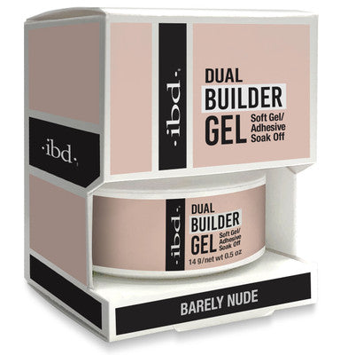ibd DUAL BUILDER GEL - SOFT GEL/ADHESIVE SOAK OFF - BARELY NUDE - 0.5 oz