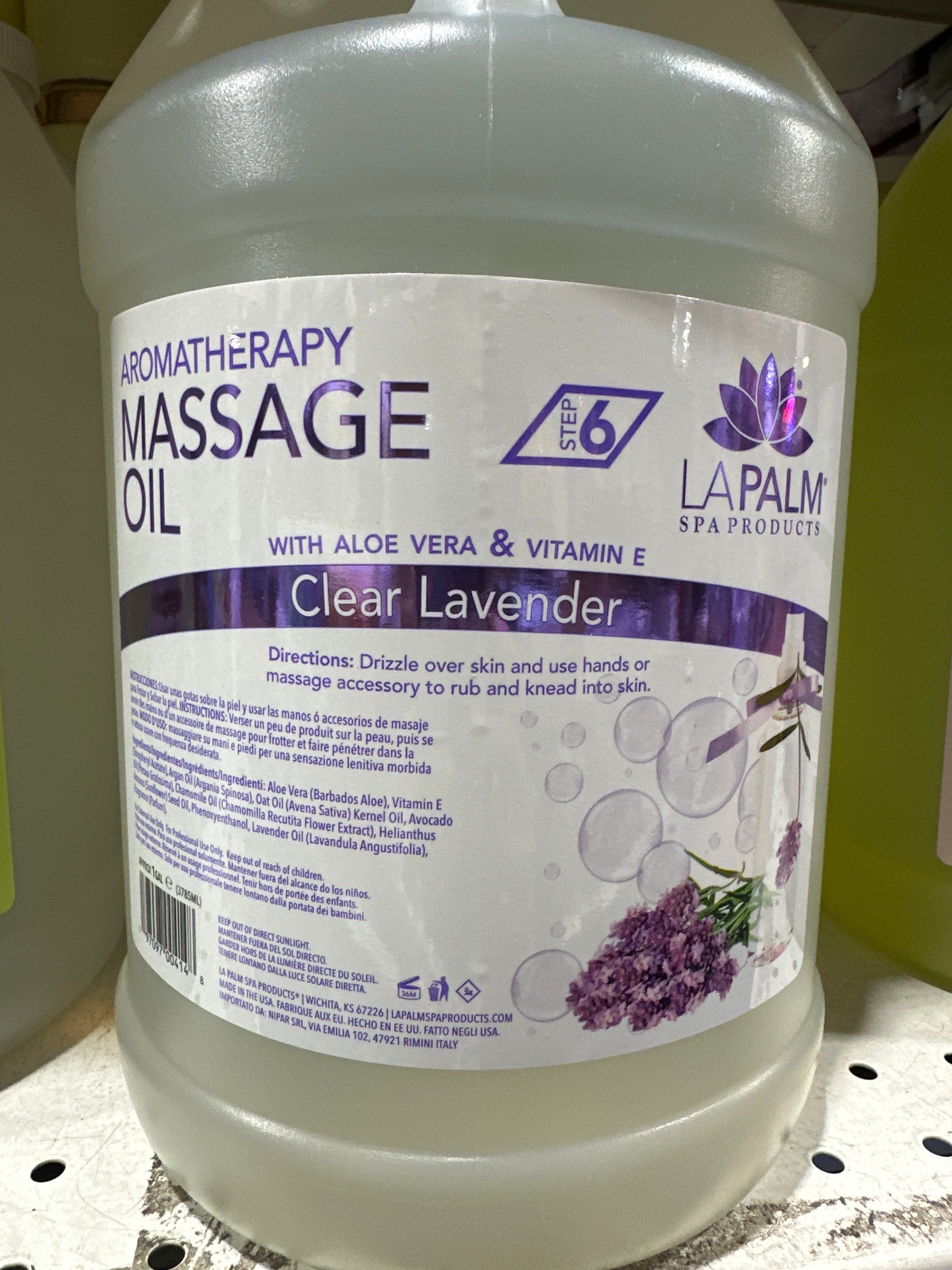 LAPALM MASSAGE OIL CLEAR LAVENDER 1 GALLON - Secret Nail & Beauty Supply