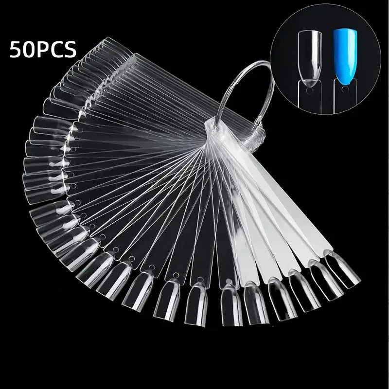NTC NAIL TIPS COLOR RING DISPLAY 50 TIPS SQUARE - CLEAR