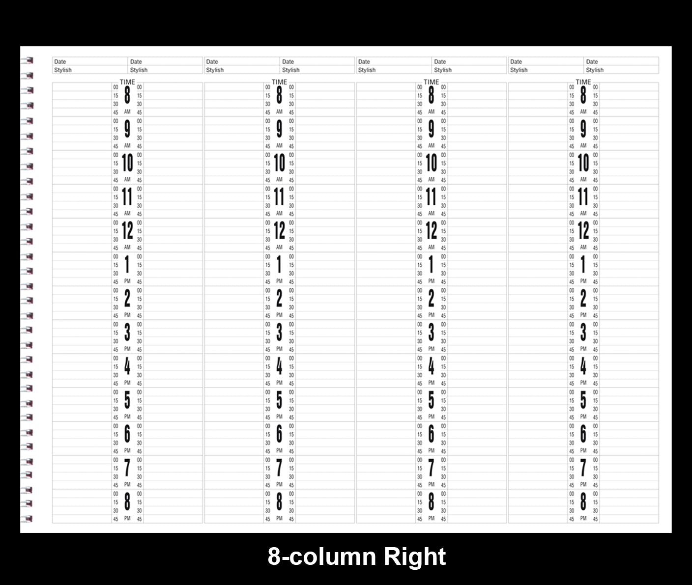 BER AB118 APPOINTMENT BOOK 8- COLUMN - FLOWER STYLE