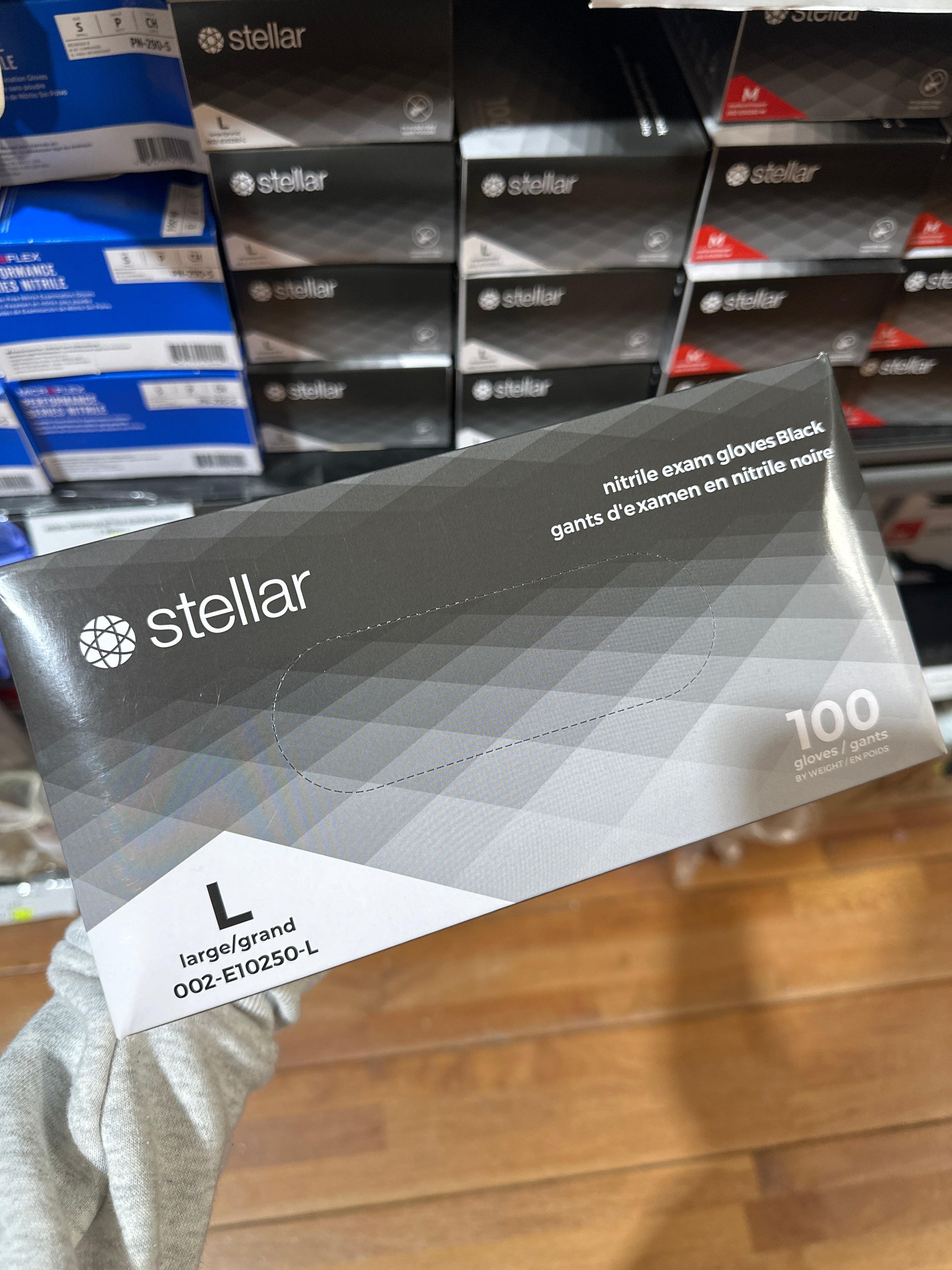 Stellar NITRILE GLOVES BLACK 100/BOX - LARGE