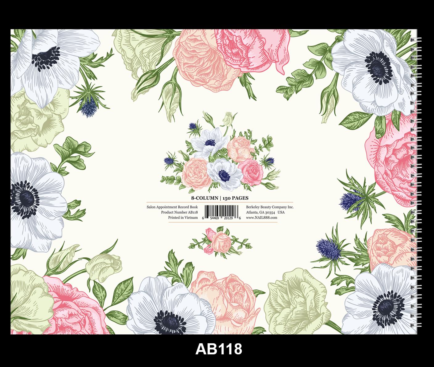 BER AB118 APPOINTMENT BOOK 8- COLUMN - FLOWER STYLE