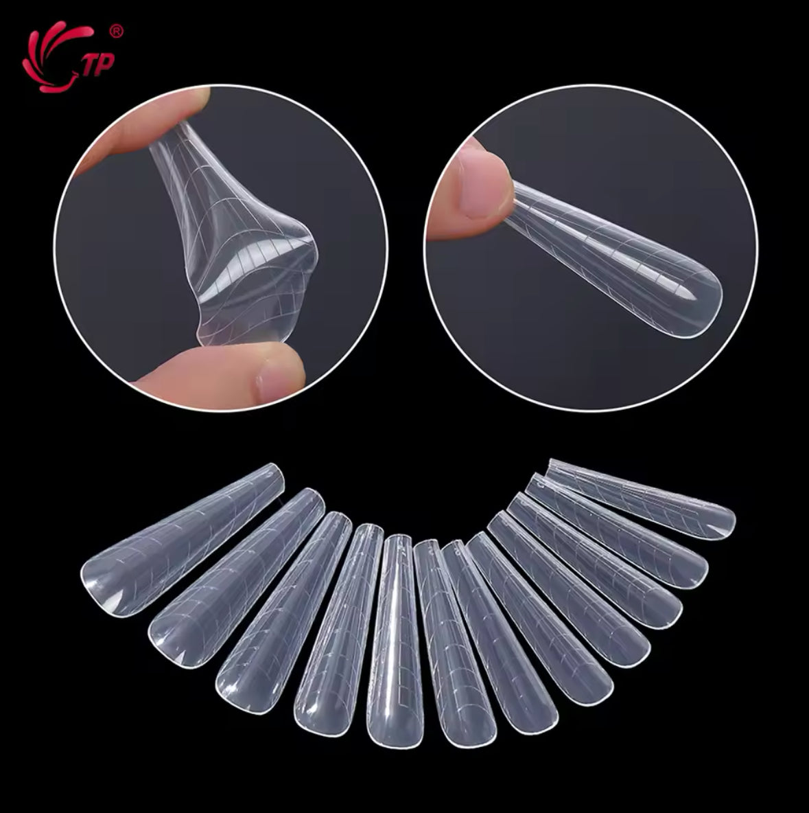 REUSABLE DUAL POLYGEL NAIL FORMS COFFIN EXTRA LONG ( 120/BOX )