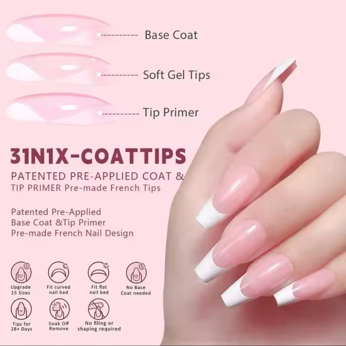 NAILS 3 IN 1 SOFT GEL SYSTEM 15 SIZES -150 PCS - Secret Nail & Beauty Supply