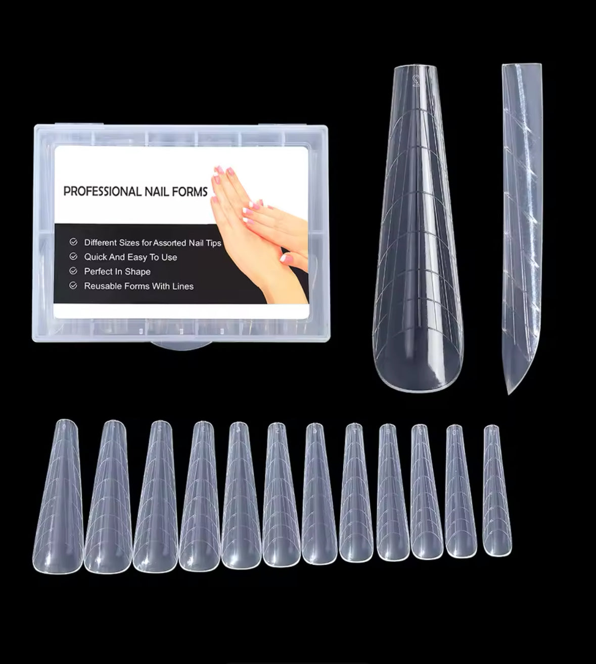 REUSABLE DUAL POLYGEL NAIL FORMS COFFIN EXTRA LONG ( 120/BOX )