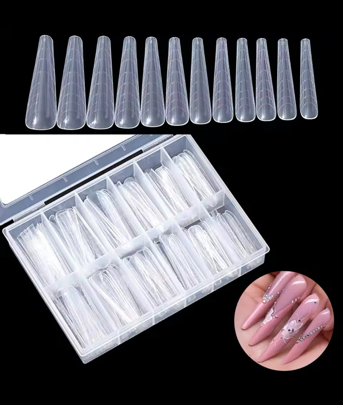 REUSABLE DUAL POLYGEL NAIL FORMS COFFIN EXTRA LONG ( 120/BOX )