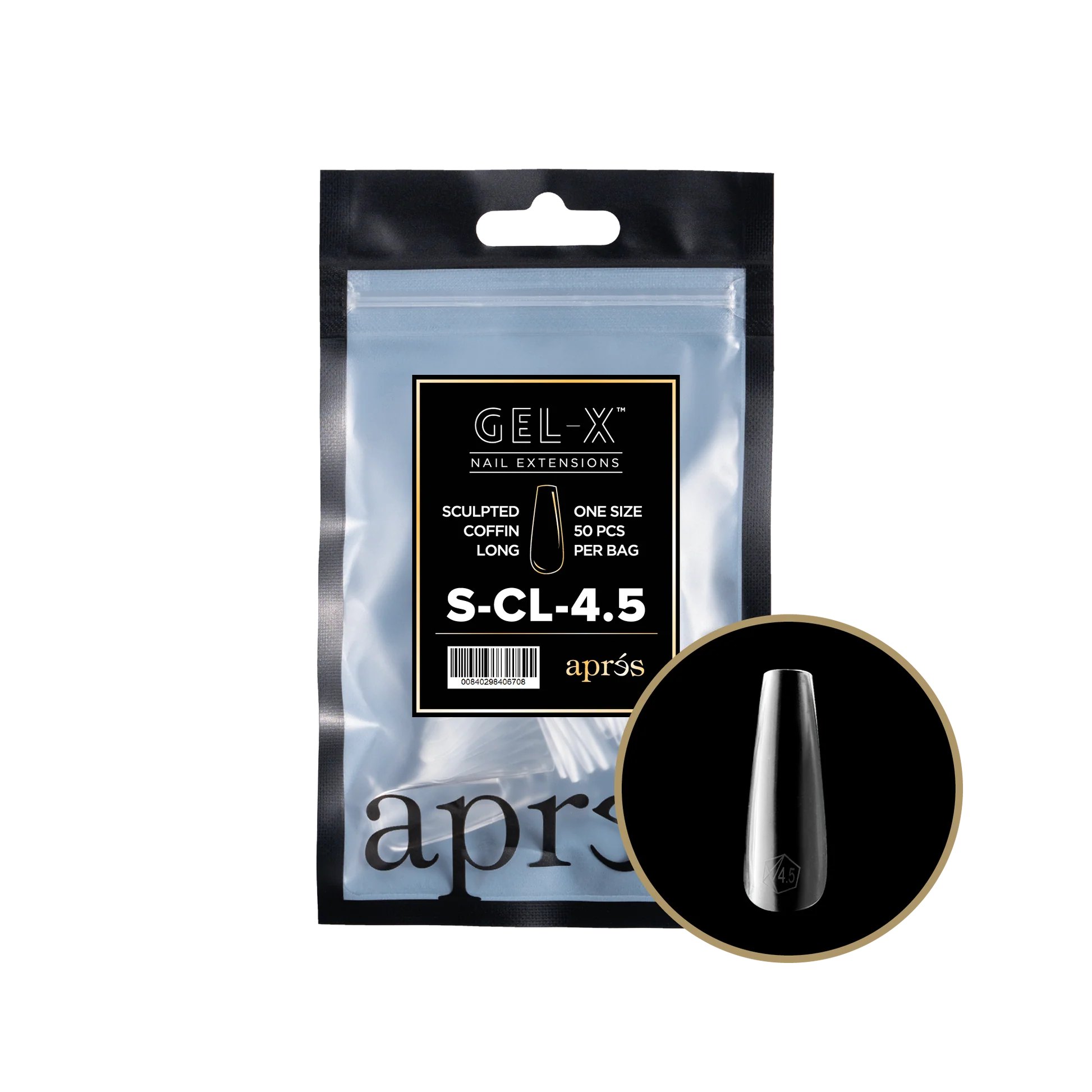 APRES TIPS BAG - 4.5 - SCULPTED COFFIN LONG