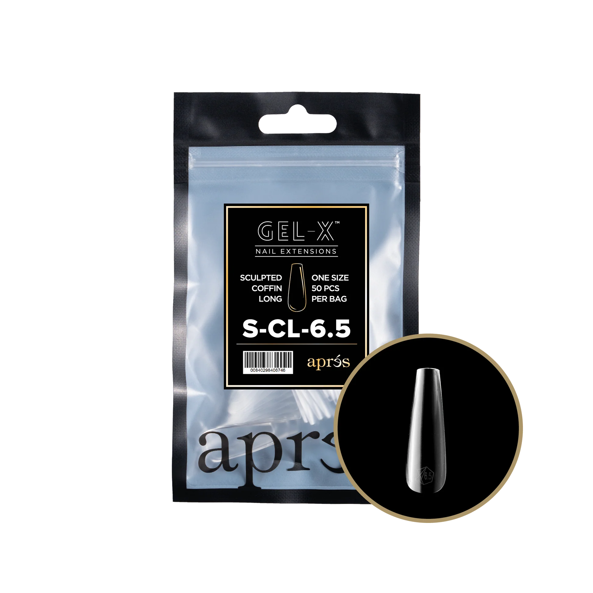 APRES TIPS BAG - 6.5 - SCULPTED COFFIN LONG