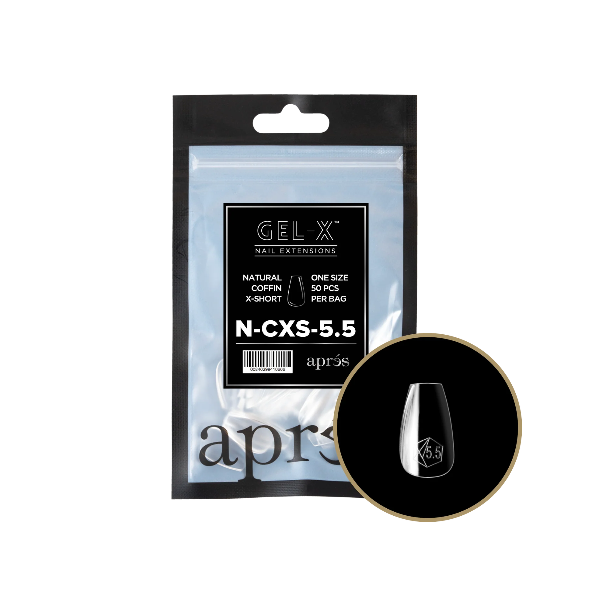 APRES TIPS BAG - 5.5 - NATURAL COFFIN EXTRA SHORT
