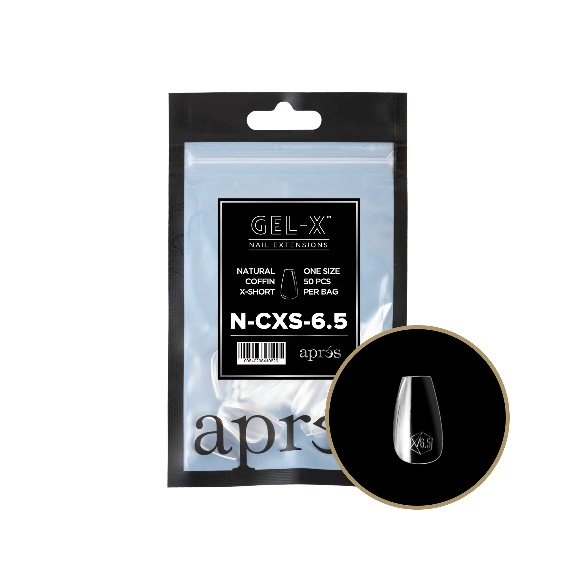APRES TIPS BAG - 6.5 - NATURAL COFFIN EXTRA SHORT