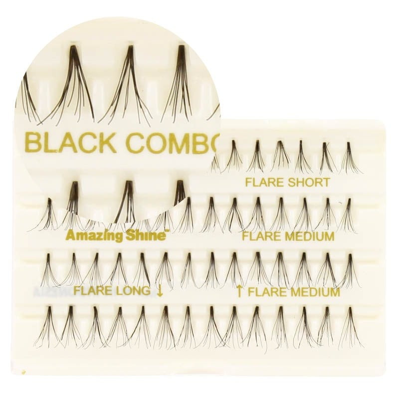 ASN 685 AMAZING SHINE BLACK COMBO - FLARE MIX eyelashS-M-L