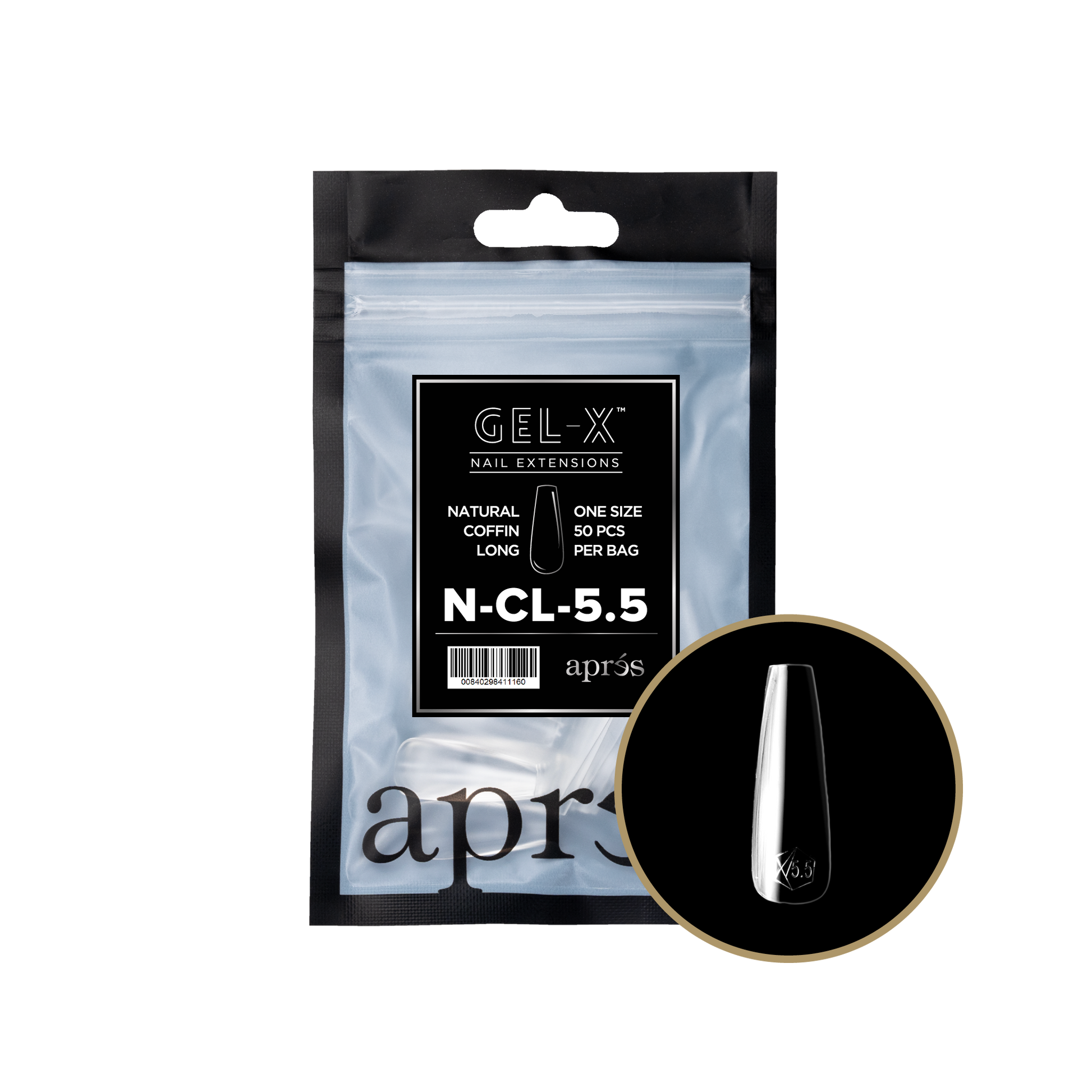 APRES TIPS BAG - 5.5 - NATURAL COFFIN LONG
