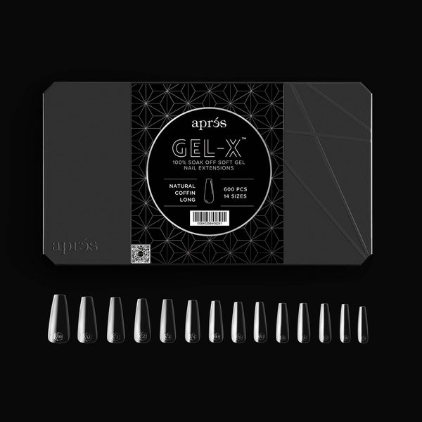 APRES GEL-X NATURAL COFFIN LONG TIP- 600 PCS / 14 SIZES