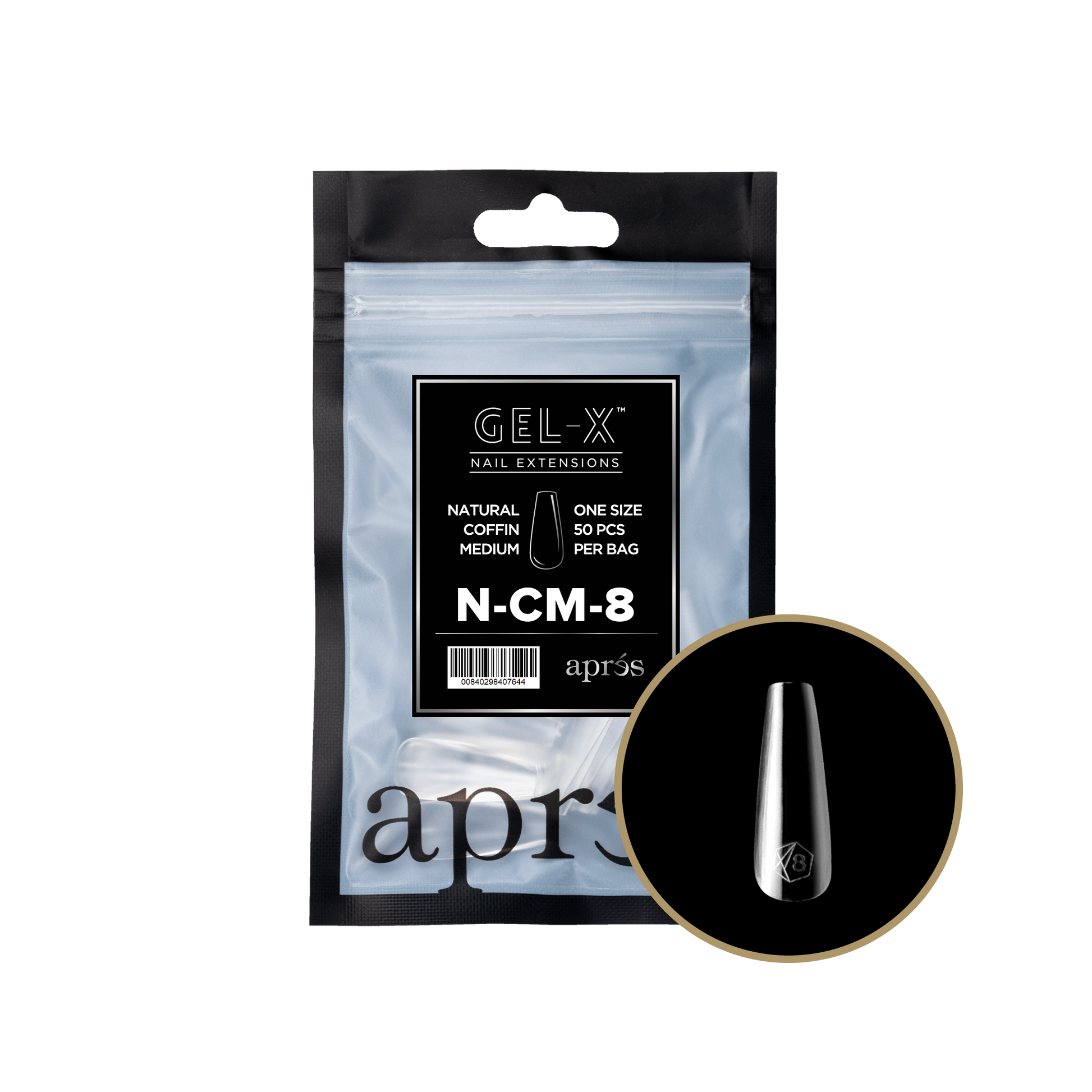 APRES TIPS BAG - 8 - NATURAL COFFIN MEDIUM