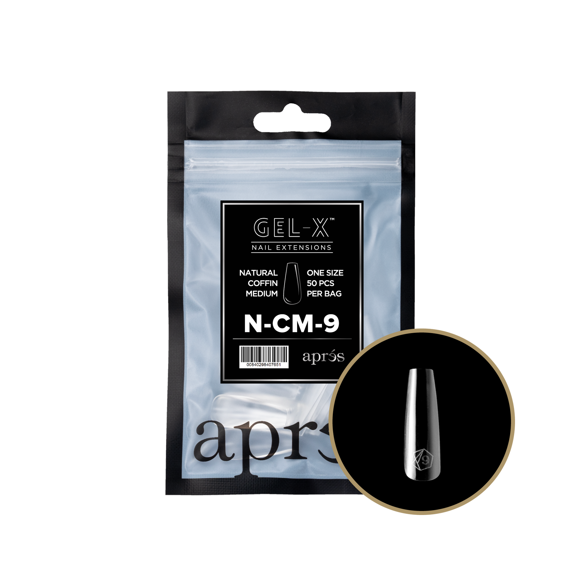APRES TIPS BAG - 9 - NATURAL COFFIN MEDIUM