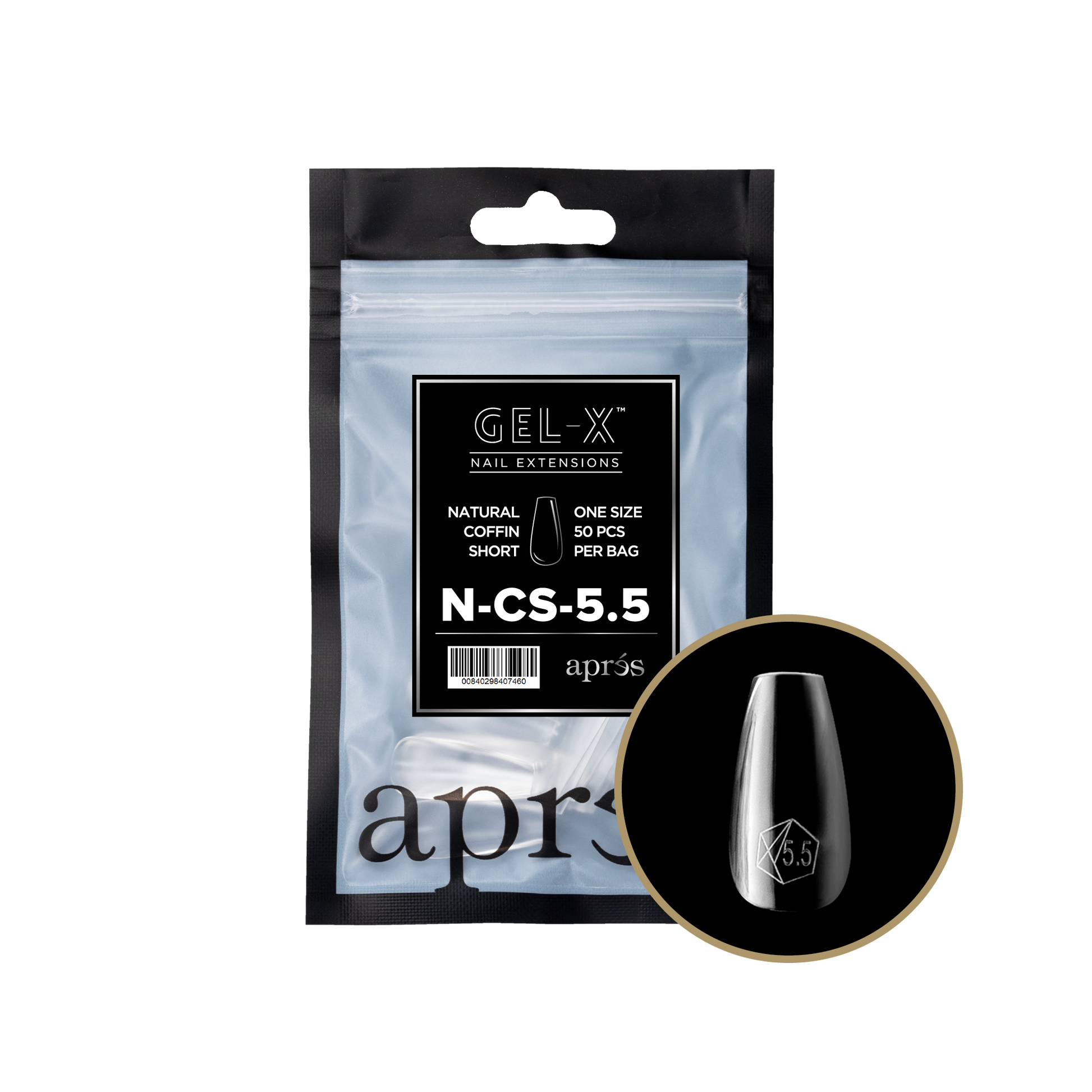 APRES TIPS BAG - 5.5 - NATURAL COFFIN SHORT
